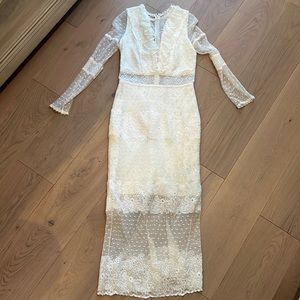 Alexis lace white midi dress